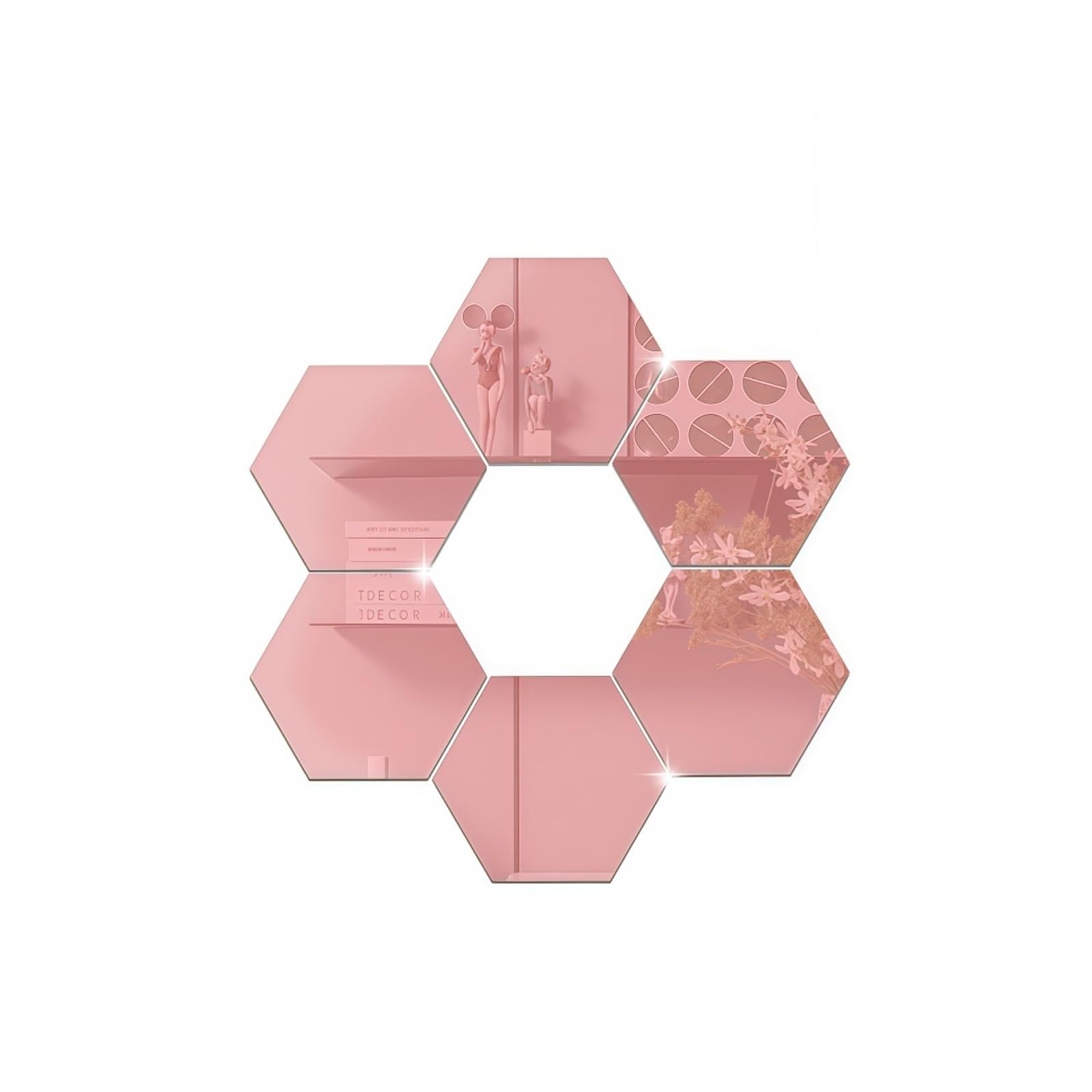 Hexagonal Mirror Wall Sticker 12Pcs Modern Minimalist Hexagon Mirror Wall Stickers Removable Decals for Sofa TV Background Decor(Rose Gold,M 100x85x50mm)