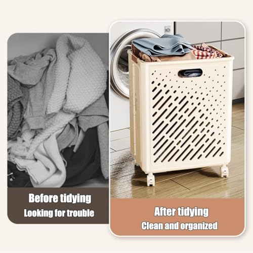Panier à linge pliable avec roulettes pour ne plus porter le linge - 3