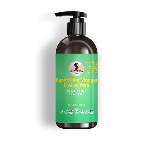 Shateria Beauty Vinagre de sidra de manzana y champú clarificante elimina la acumulación y la caspa para el cuero cabelludo sin picazón promueve el