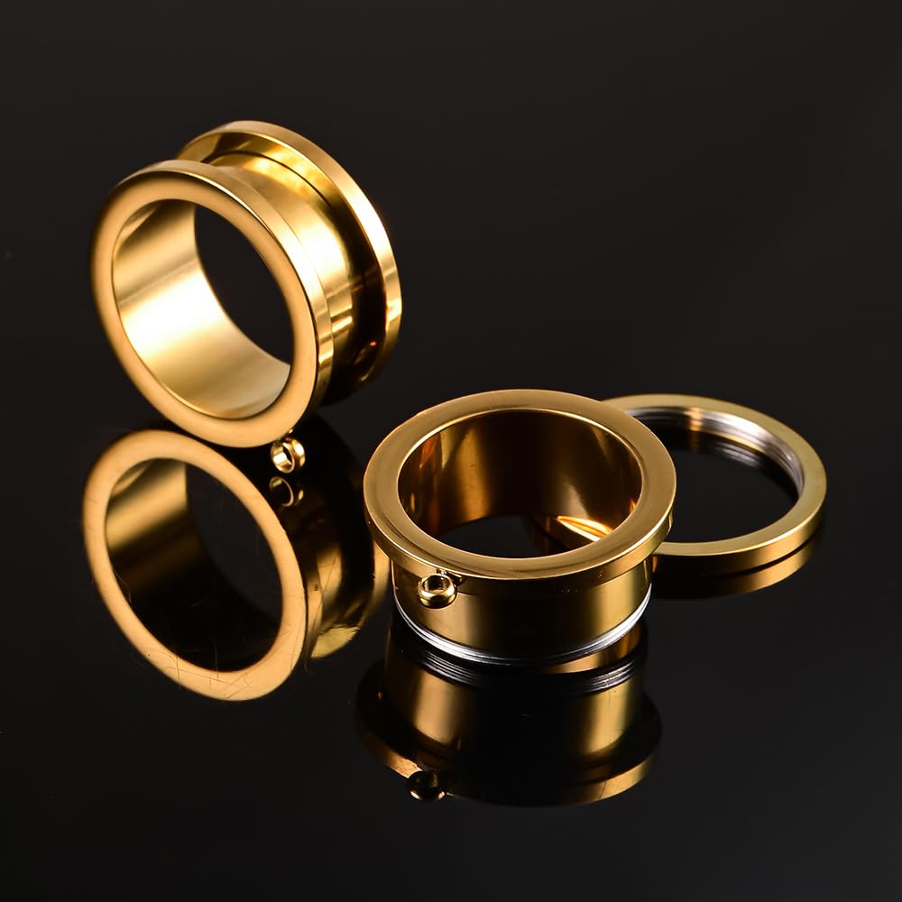 Vankula Ohr Tunnel mit anhänger 4 PCS DIY Double Flared Flesh Plug Edelstahl für männer damen Ohrpiercing Gestreckte Schmuck 6mm bis 22mm