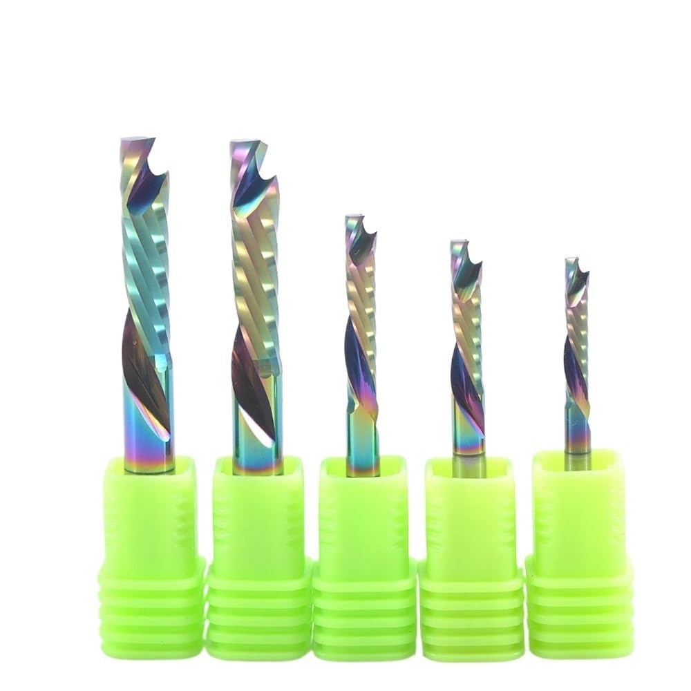 5PCS 3,175/4/5/6/8mm Schaft Wolfram Stahl Schaftfräser Up & Down Cut einzelne Flöte Spirale Fräser Holz Schneiden Werkzeug CNC Router Bit(4x15x45L)