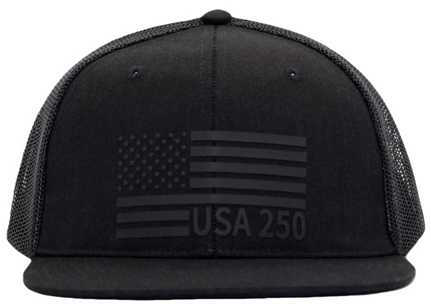Image of USA 250th Anniversary Flag Hats, Army Tactical Operator Military Patriotic Veterans Flat Bill Trucker Hat, Fits OSFM&XXL Head