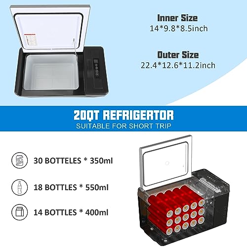 Image of SUNPIE 20 Quart Portable Car Refrigerator -7.6℉~50℉ 18L Car Fridge 35Mins Fast Cooling 12 volt electric cooler for Truck Sedan Camping Travel Boat