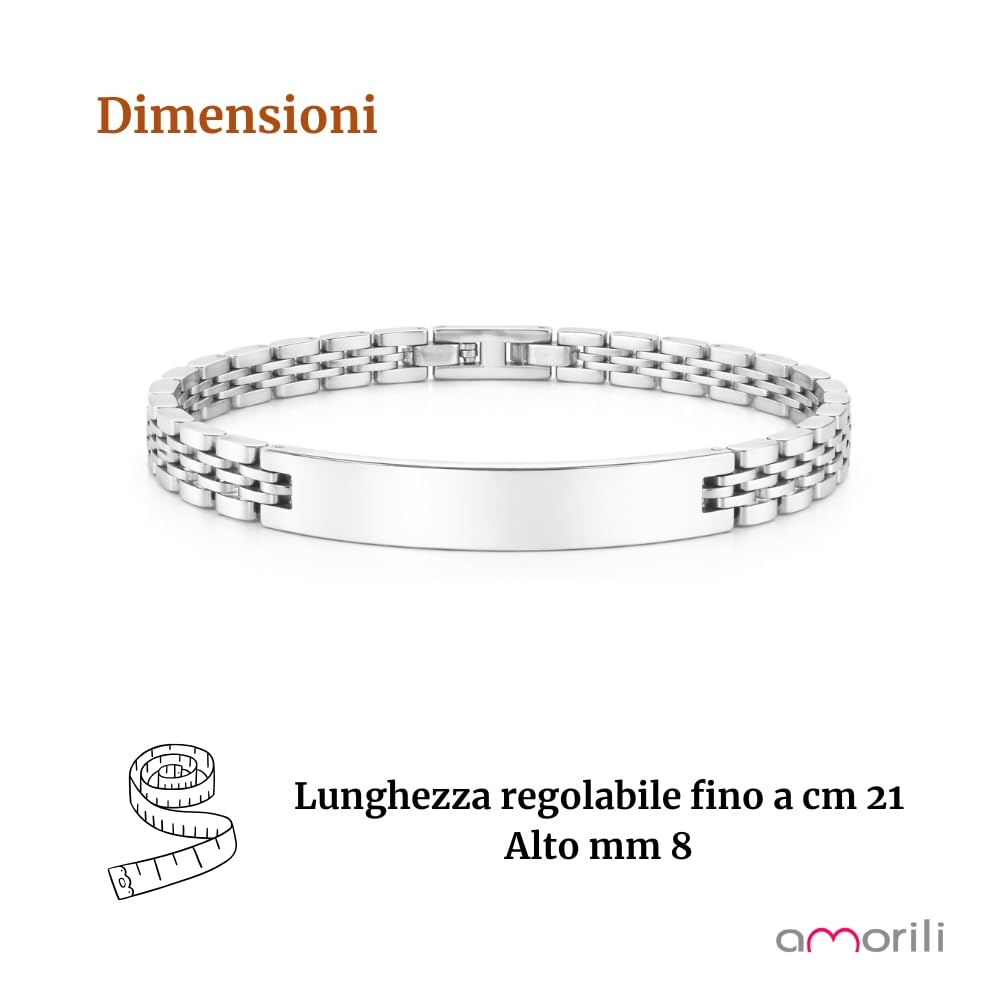 Bracciale Uomo Personalizzabile con Incisione in Acciaio Inox Maglia Jubilee – Gioiello Maschile Personalizzato con Frasi e Date – Idea Regalo Uomo