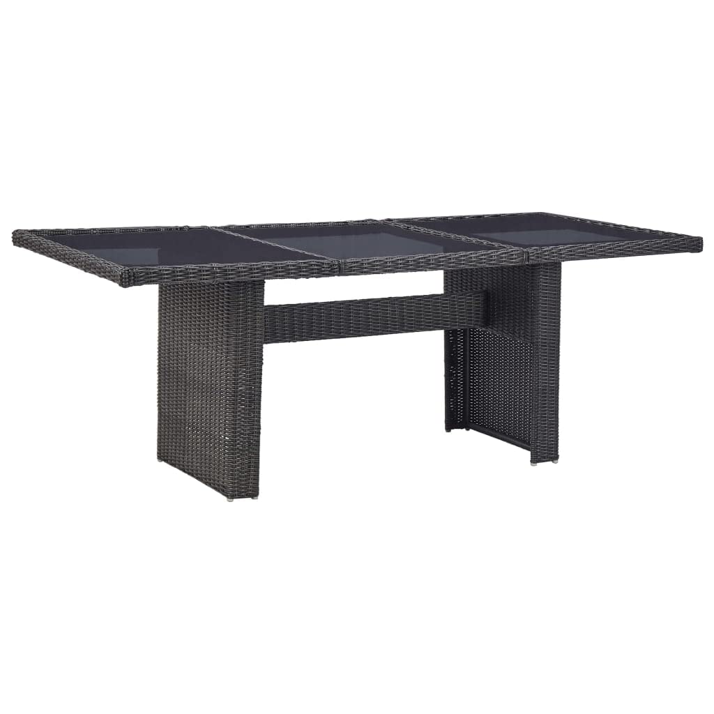 Hommdiy Garten Esstisch Gartentisch Terrassentisch Gartenmöbel Balkontisch Tisch Terrasse Braun Glas Poly Rattan Stahl 200x100x74cm Schwarz