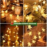 cshare Łańcuch świetlny LED z gwiazdami na zewnątrz, 6 m, 40 diod LED, pięcioramienna gwiazda, zasilany bateriami, łańcuch świetlny z timerem, wodoszczelność IP65, do ogrodu, na kemping, Boże