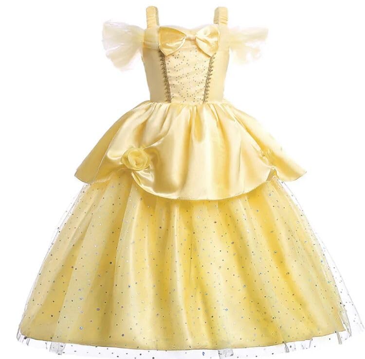 Vestido Fantasia Princesa Encantada Amarelo Luxo (130)