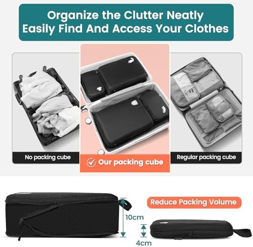 Compression Packing Cubes for Travel, Lightweight 8 Set Bags Cruise Must Haves for Luggage Carry On Suitcase and Clothes Organizer, Durable Vacation Essentials and Accessories Gifts for Women and Men - View 8