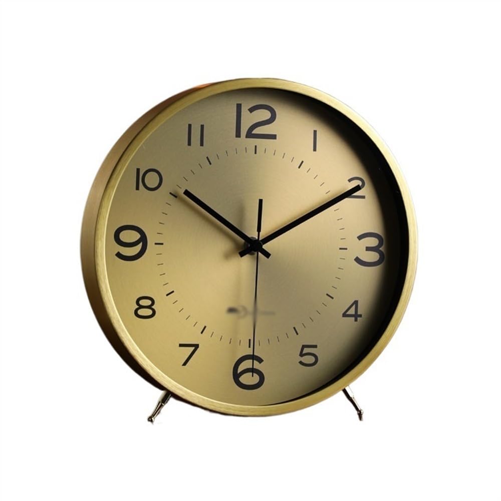 shangguanyun456 Vintage table clock Desk Clock Vintage Table Shelf Clocks Quartz Old Fashioned Living Room Non-ticking Desktop Decoration(Gold)