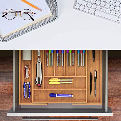 Dimono® Schubladeneinsatz Besteckeinsatz aus Bambus-Holz Schubladen; 7-9 Fächer Ordnungssystem Flexibler Organizer… - Image 6