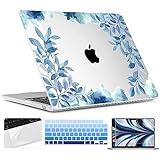 TWOLSKOO for M2 MacBook Air 13 inch Case 2022 A2681, Clear Plastic Hard Shell Cover with Screen Protector & Keyboard Cover & Trackpad Film for MacBook Air M2 Case 13.6' 2022, Blue Floral