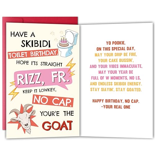 Bewoow Skibidi Toilet Meme Birthday Card for Kids & Teens
