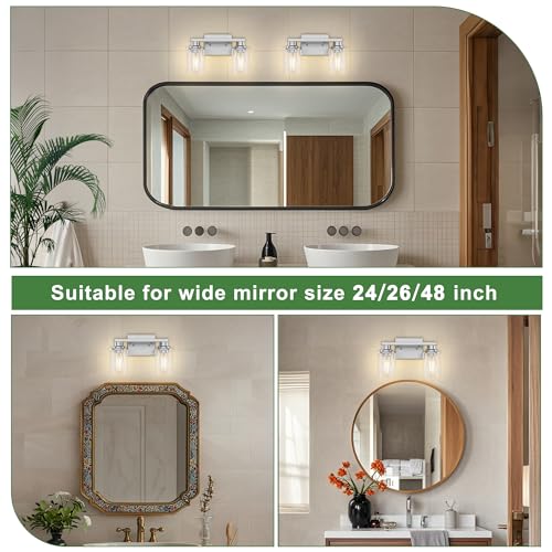 Image of DORESshop 2-Light Nickel Bathroom Vanity Light Fixture Over Mirror