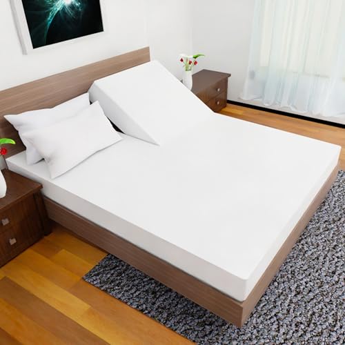 Royal Bliss 1900 Top Split Flex Head King Size Sheet Set - Egyptian Quality Ultra-Soft Bed Sheets | Double Brushed | Deep Pockets- Easy Fit - 4 Piece Set- Fade Resistant (Top Split, White)