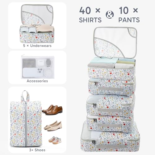 Image of OlarHike 10 Set Packing Cubes for Travel,Gifts for Women Mom,Anti-Tearing Suitcase Organizer,with Over 1000 pcs Mesh Holes,Vacation Essentials & Accessories for Cruise Ship