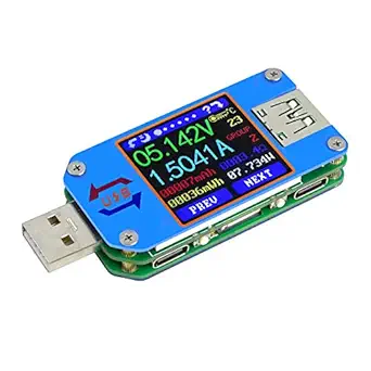 UM25 1.44 Inch 5A USB 2.0 Type C Tester Voltage Current Power Charger Voltmeter Ammeter Multimeter Measure Cable Resistance Load Impedance Measurement Tester(UM25)