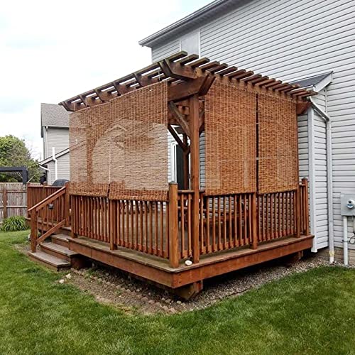 Reed Roll Up Bamboo Shades Blinds For Windows(Custom Size) Bamboo Patio Shades Roll Up Outdoor Sun Shade Reed Curtains With Lift Light Filtering Reed Blinds Bamboo Roman Shades Privacy (Color : Brown #TOP2