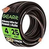 GEARit 4 Gauge Wire (25ft - Black Translucent) Copper Clad Aluminum CCA - Primary Automotive Wire Power/Ground, Battery Cable, Car Audio Speaker, RV Trailer, Amp, Electrical 4ga AWG 25 Feet