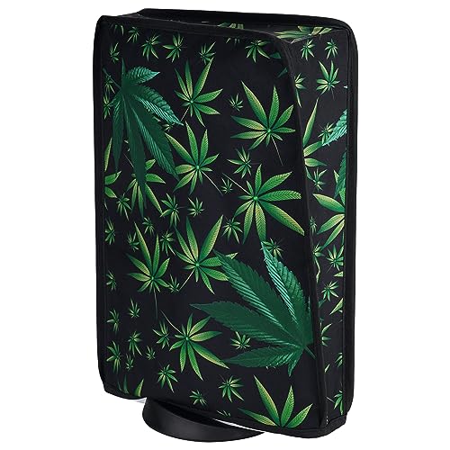 Image of PlayVital Dust Cover for ps5, Dust Guard for ps5 Console, Anti Scratch Waterproof Cover Sleeve for ps5 Console Digital Edition & Disc Edition - Green Weeds