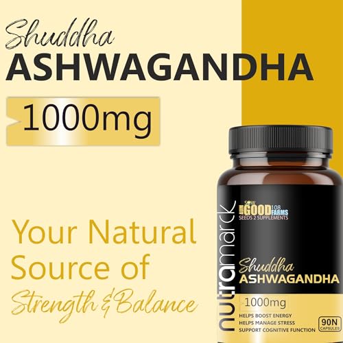 Image of Ashwagandha 1000mg Capsules | 100% Ayurvedic & Pure Extract For Stress Relief | Rejuvenates Mind & Body | Support Strength & Energy | Men & Women (90 Count (Pack of 1))