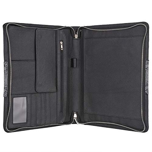 Leather Zipper Portfolio With Handle, Business Organizer Padfolio With Notepad Holder, Ideal For Right Or Left-Handed #TOP2