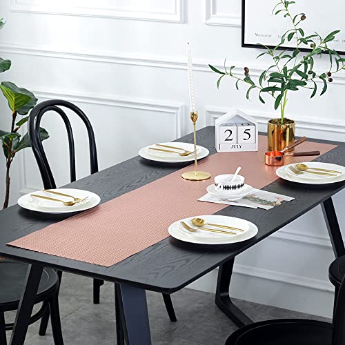Hosoncovy PVC Hollow Table Runner Non-slip Decorative Table Mats Placemat for Home Party Kitchen Dining Wedding Decor (150CM X 34CM) (Gold)