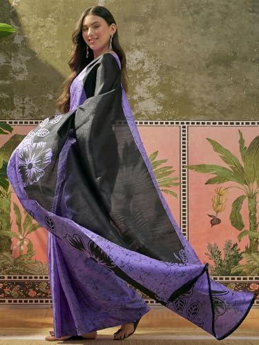 Image of SIRIL Women's Cotton Printed Saree With Unstitched Blouse Piece