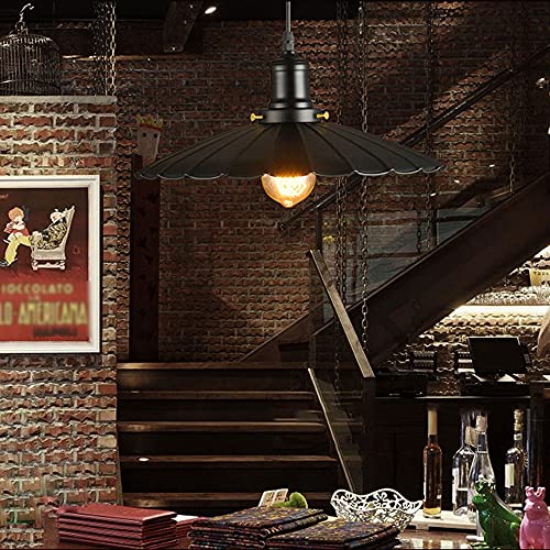 Suspension industrielle noire en fer forgé rétro à tête unique pour bar - 5