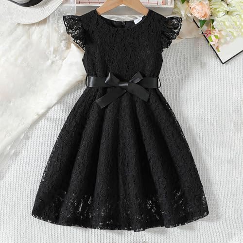Flower Girls Ruffle Lace Dress for Kids Cute Wedding Princess Birthday Party Dresses with Satin Belt for 3-10 Years2