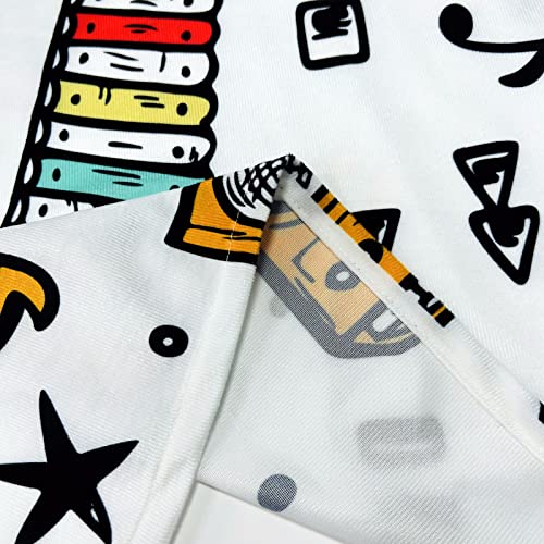 Anhope Music Curtains Grommet Light Filtering Window Drapes With Retro Hand Drawn Doodle Musical Equipment Print Pattern Decorative Privacy Curtains For Bedroom Living Room 2 Panels 42 X 63 Inch #TOP4