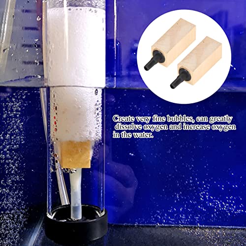 Image of 2Pcs /Set Natural Wooden Air Bubble Stone Diffuser Air Stone Cylinder Fine Bubbles Air Pump Accessories for Hydroponics Aquarium Tank Pump(S)