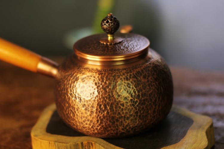 Miniatura 4 de Kunwu Hervidor de cobre hecho a mano con mango lateral pequeña tetera de cobre Hervidor de cocina Tetera 0.059 in de espesor 100% cobre puro hecho a