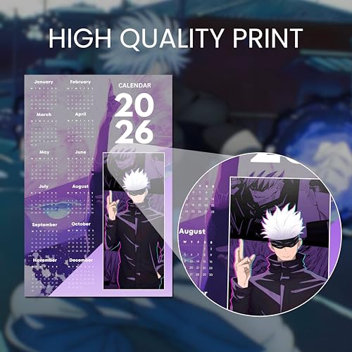 Image of 2026 Anime Calendar - Gojo Satoru from Jujutsu Kaisen | 12 inch x 18 inch size | Wall Decoration Aesthetic Calendars