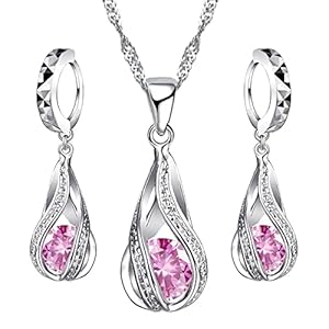 Crystalina Regalos Para Mujer, Conjunto Collar Plata Mujer Y Pendientes Mujer Plata Con Colgante, Joyas De Mujer De Plata S925 Y Circonitas De Colores, Regalos Originales Para Mujer