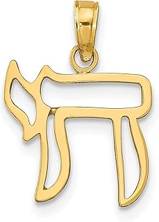 Colar de ouro amarelo 14 k com pingente recortado de chai religioso judaica joias finas para mulheres presentes para ela