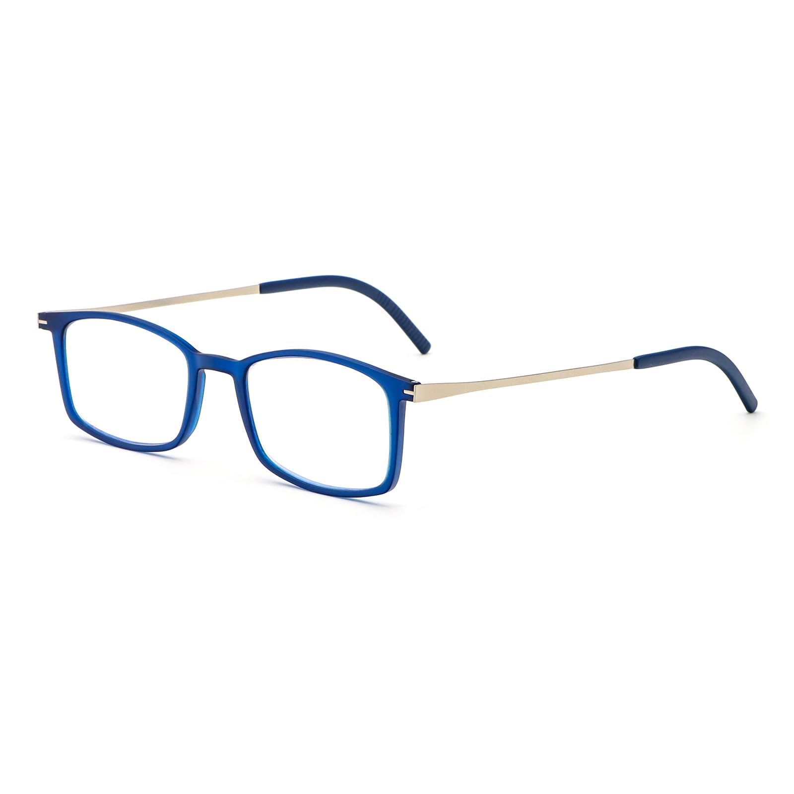 MMOWW Ultra thin Reading Glasses for Men Women Lightweight TR90 Blue Light Blocking Compact Computer Readers Portable Unique Stretchable Slim Flat Case (Blue - Image 2