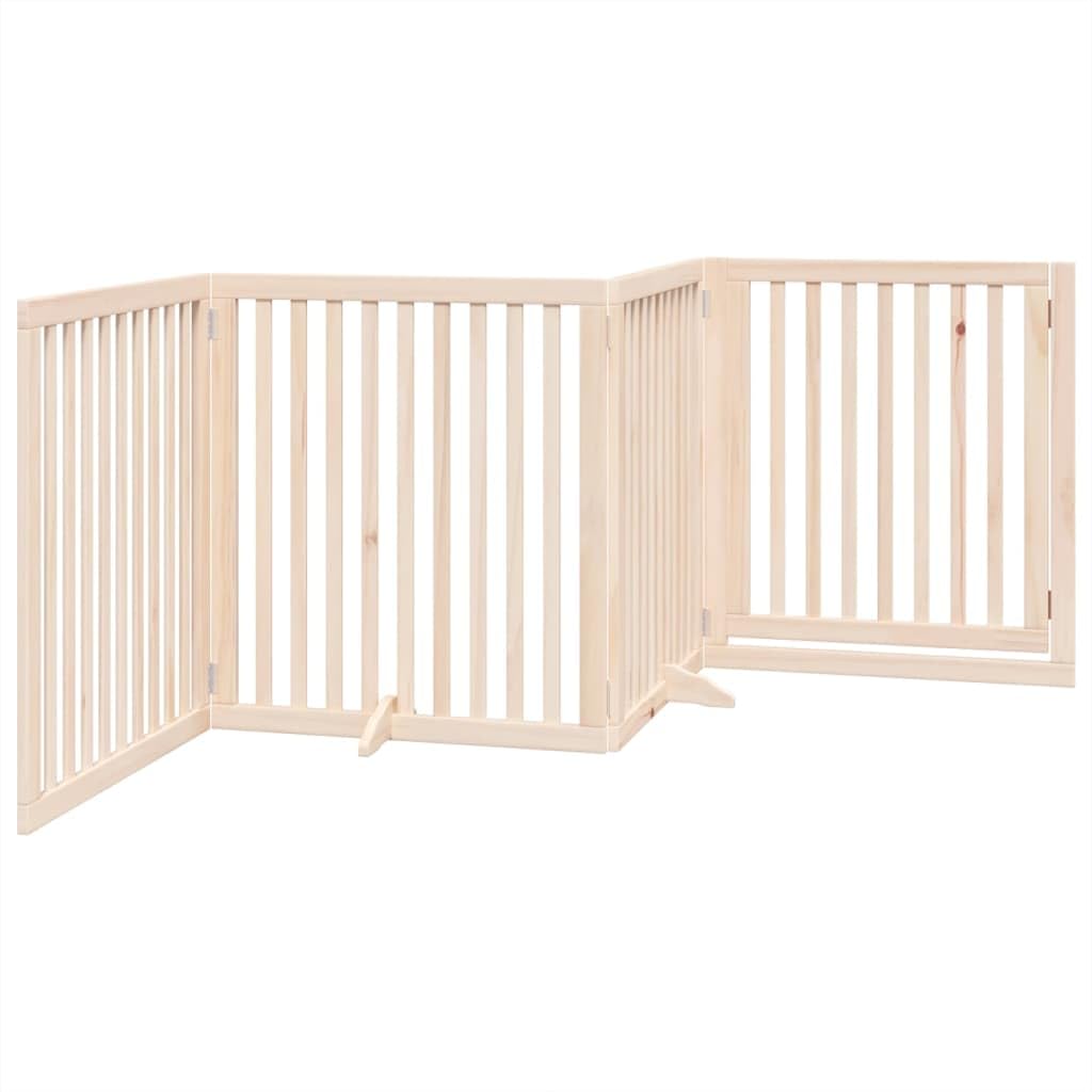 Puerta plegable para perros de madera de álamo de 320 cm, independiente, plegable, ideal como barrera para casa, apartamento, jardín, protección y seguridad para cachorros y perros