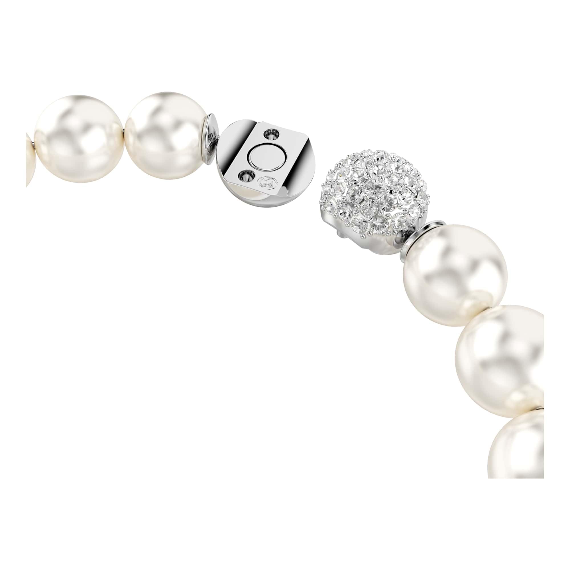 Swarovski Pulsera Matrix, Perla de cristal, Blanca, Baño de rodio