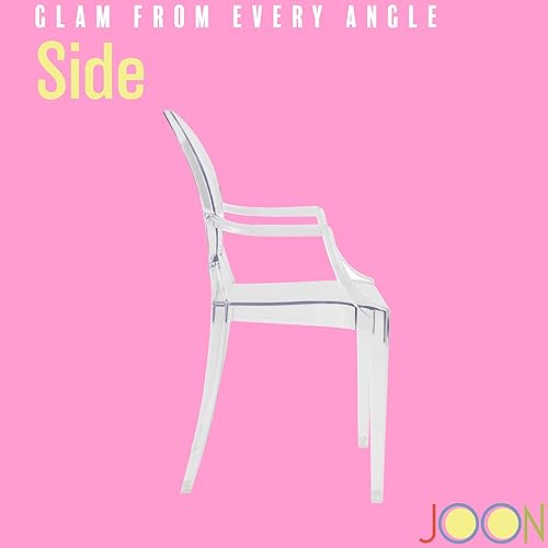 Miniatura 7 de JOON Paquete de 2 sillas fantasma para niños con reposabrazos transparentes, 25 x 13 x 14.5 pulgadas, material de policarbonato, altura del asiento