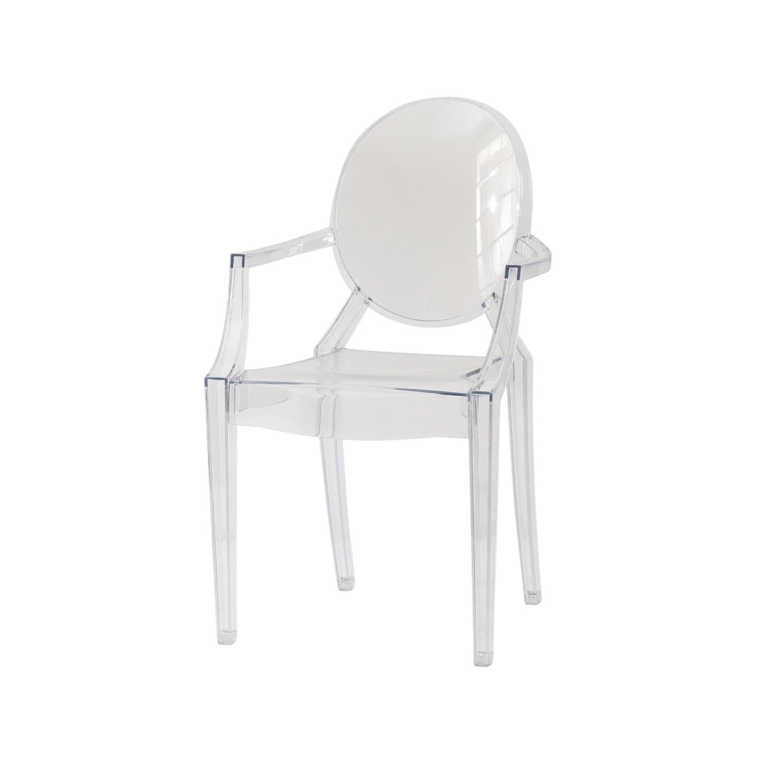 AcaciaHome Contemporary and Modern Ghost Clear Plastic Chair Armchair – Sleek Minimalist Appeal, Transparent Design with Integrated Armrests for Dining Rooms, Living Areas, and Offices