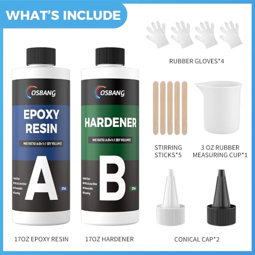 Image of 34OZ Hard Type Epoxy Resin, Crystal Clear for Casting, Coating, Jewelry Making & DIY, No Bubble Non-Yellowing Deep Pour (17OZx2)