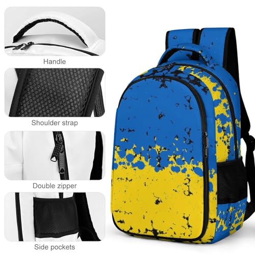 Men's Lightweight Daypack Fashion Travel Backpack Business Work Bag Ukraine Flag Blue Yellow Black4