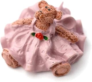 Melody Jane Dollhouse Small Teddy Bear in Pink Dress Nursery Ornament Toy Shop Accessory