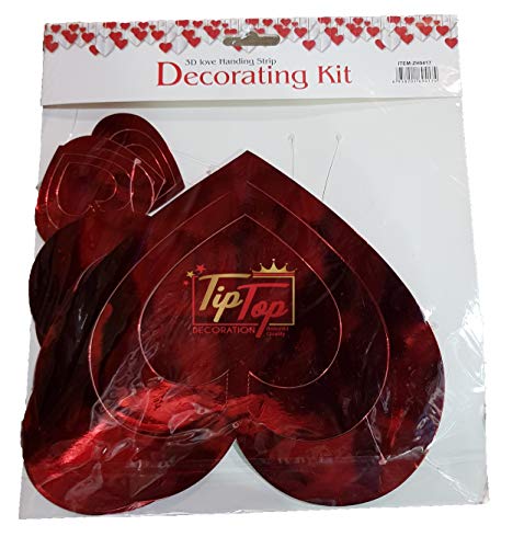 Image of 3D Metallic Foil Board Hanging Decorating Kit (Set of 16 Pieces) (Red Hearts)