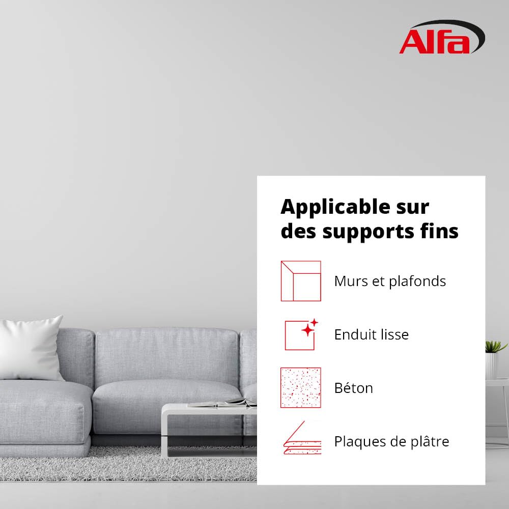 5391 ALFA - Toile de fibre de verre lisse de 40 g/m², 1 pièce - non-tissé de revêtement de 100 cm x 50 m (50 m²) - pour peinture et rénovation