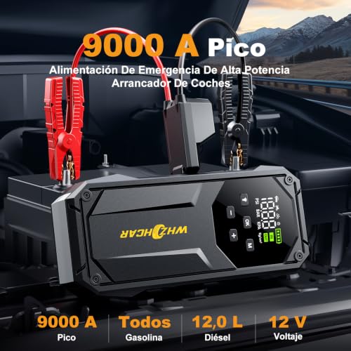 Arrancador de coches 9000A con compresor de aire de 160PSI y linterna LED 2