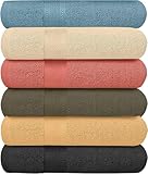 KAHAF COLLECTION 6 Pack Bath Towels Set (27 x 54 Inches) 100% Ring Spun Cotton, Lightweight, Quick Dry, Highly Absorbent Towels (Blue, Cream, Pink, Dark Grey, Light Grey, Beige, (27x54) Inches)