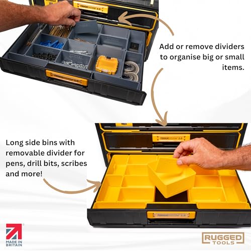 Rugged tools STORAGE BINS compatible with Dewalt Toughsystem 2.0, 2 & 3 drawer toolboxes (Yellow) - Image 8