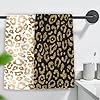 Amazon.com: netufe Leopard Print Hand Towels for Bathroom Polyester ...