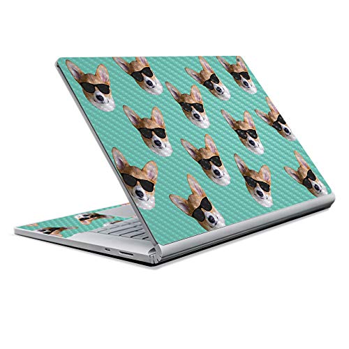 Image of MightySkins Carbon Fiber Skin for Microsoft Surface Book 2 13 inch (2017) - Cool Corgi,Protective, Durable Textured Carbon Fiber Finish,Easy to Apply, Remove, and Change Styles,